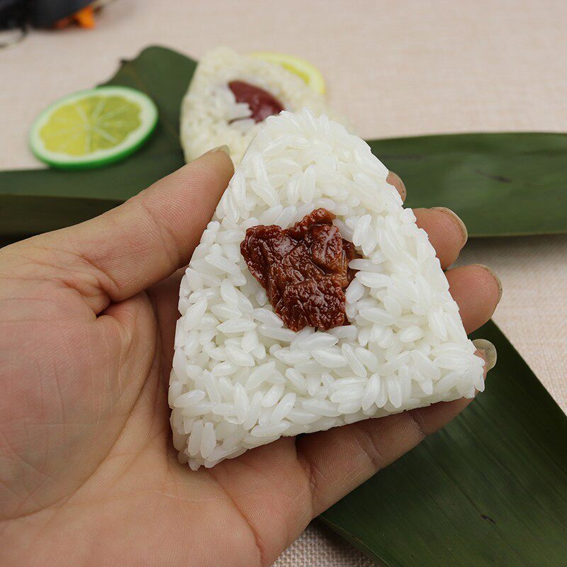 仿真粽子模型塑料食物道具摆件端午节蛋黄角粽装饰假食.品肉粽红