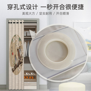 罗马孔门帘隔断帘空调挡风隔热家用卧室厕所厨S房遮挡布帘免打孔