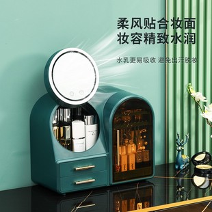 化妆品收纳盒g防尘带镜家用桌面梳妆台大容量口红护肤品置物整理
