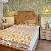 复古灰色实木床 双人床1.8米小户型法式 美式 轻奢床白蜡木主卧欧式