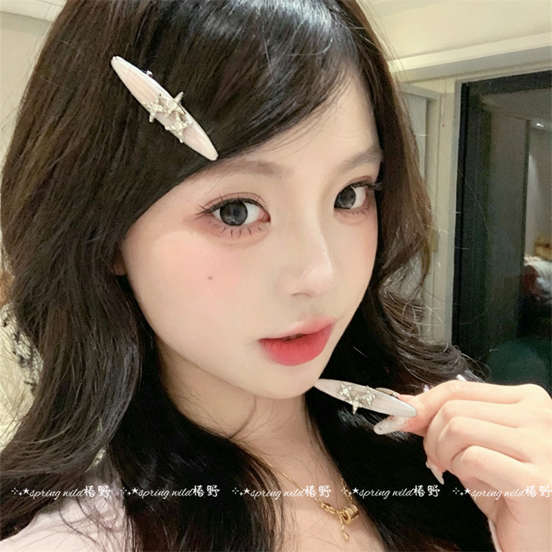 韩系粉色银色超闪水钻星星发夹图片