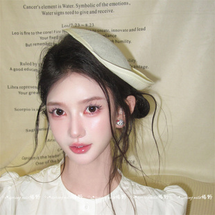 易梦玲同款赫本风麻纱礼帽发夹女法式气质高级感薄款晚宴纱帽发饰