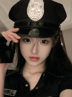 甜酷辣妹英伦风黑色海军帽