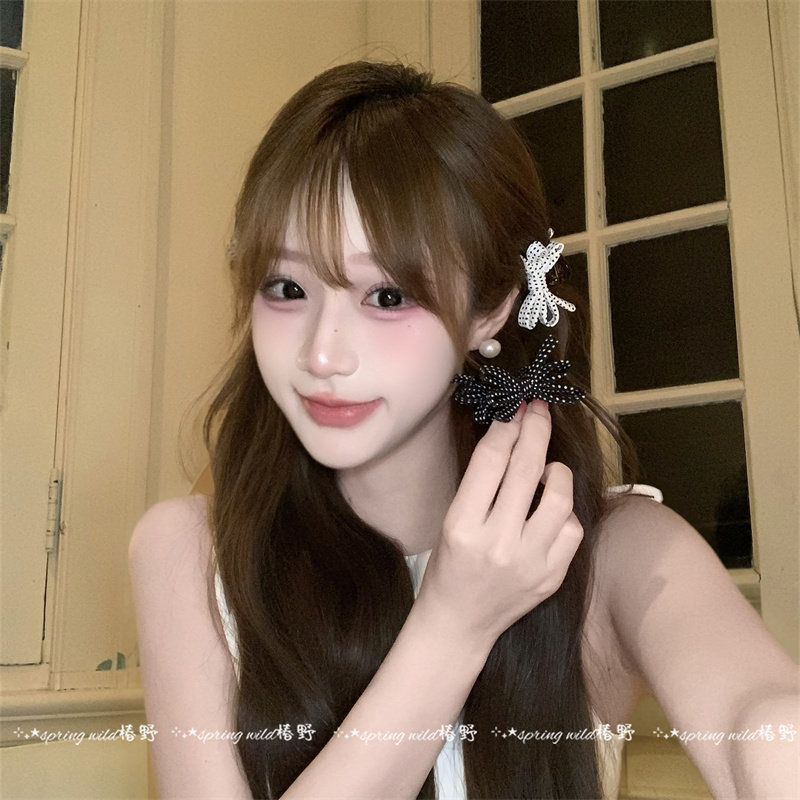 甜美波点蝴蝶结抓夹刘海夹韩系公主头发卡侧边夹子耳边发夹发饰品
