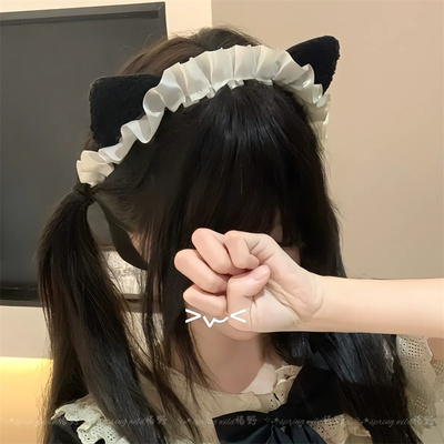 日系可爱黑白猫咪女仆发箍