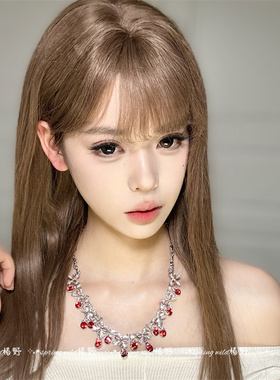 红色锆石水滴千金感水晶项链