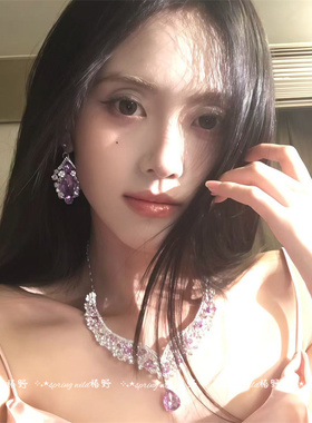 纯欲贵气感水滴锆石项链耳环套装