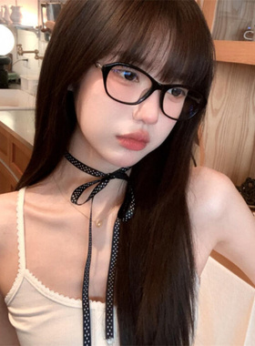 韩系黑色波点丝带蝴蝶结绑带项链