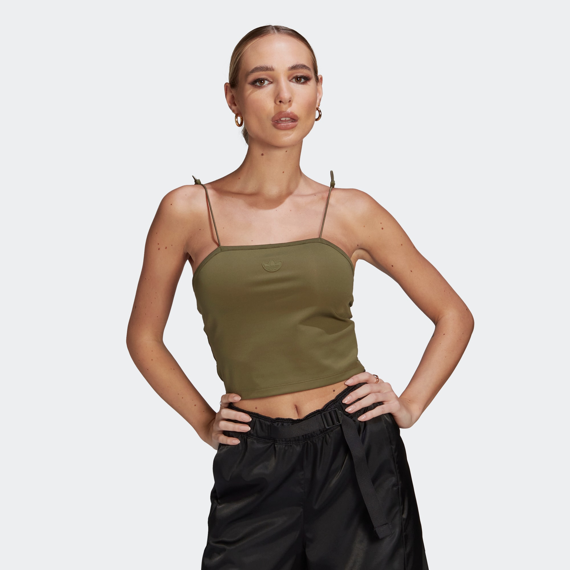 Adidas/阿迪达斯 女子三叶草ELASTIC TOP 运动吊带背心T恤 HF1987