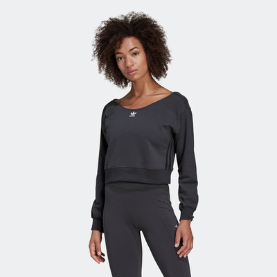 adidas/阿迪达斯 三叶草女子SLOUCHY运动短款圆领长袖卫衣 HU1647