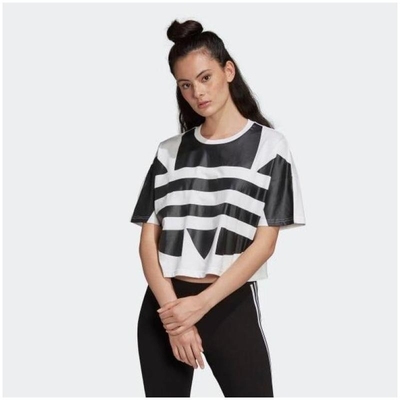adidas/阿迪达斯  三叶草女子短款超大LOGO短袖T恤FM2562  FM2564