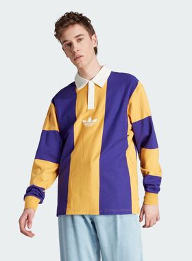 Adidas/阿迪达斯 男子三叶草运动长袖翻领POLO衫 IJ5956