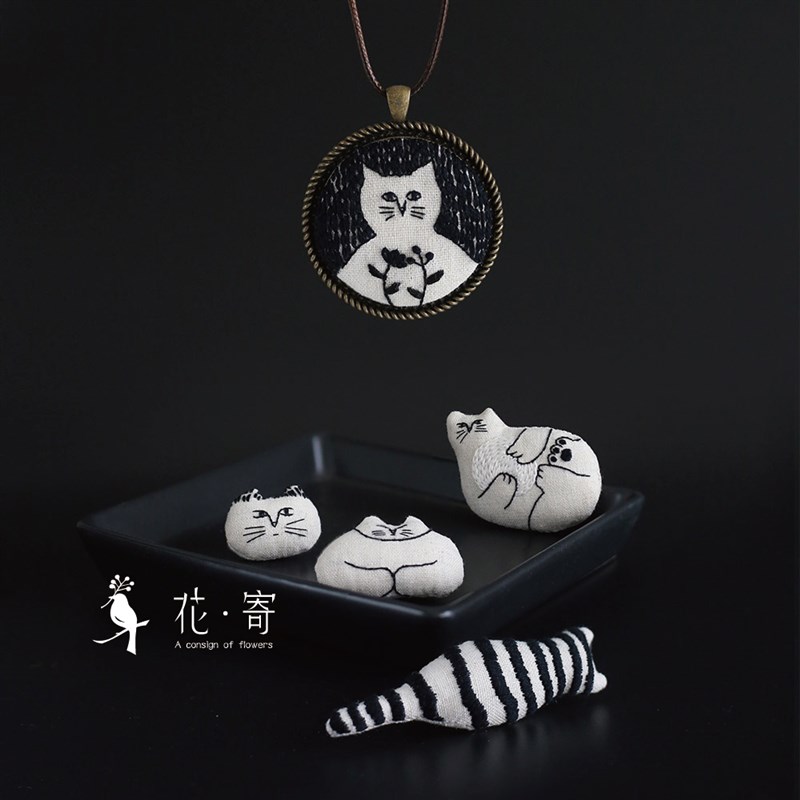 手工刺绣digy材料包猫咪胸针可爱喵星人毛衣项链ins风创意闺蜜礼