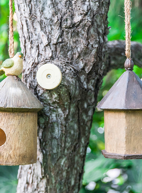花园庭院子装饰园l艺户外别墅树脂创意鸟窝鸟屋园林景观树上挂件
