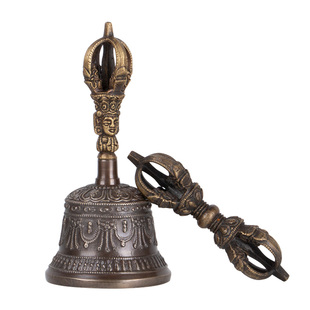 尼泊尔手b工五股金刚铃杵 纯铜铃铛精品碰铃优质金刚法铃 鎏金工
