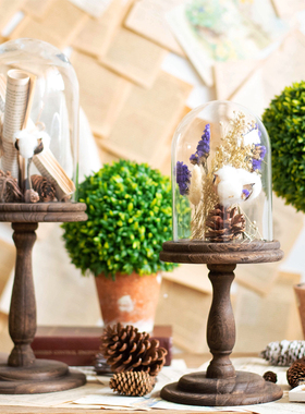 Jk慕空间 美式欧式复古高脚玻璃罩样板间装饰U 玄关餐厅摆件