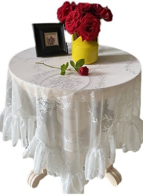 美式复古公主白色蕾丝圆长桌布茶几台C布田园装饰法式盖布2021新