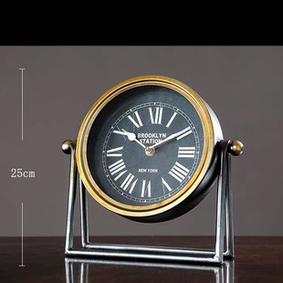 欧式复古b钟表座钟客厅电视台式坐钟仿古美式桌面摆钟摆件家用时