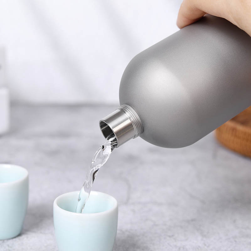 纯钛酒壶白酒迷你随身户外盛酒器大容量酒W具金属圆酒壶