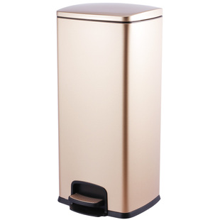 大容量加厚c不锈钢厨房垃圾桶15L方形客厅垃圾桶脚踩静音大号30升