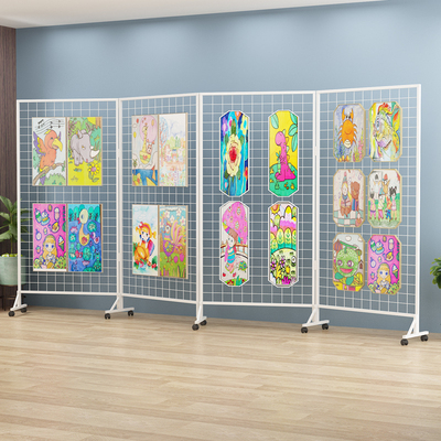 折叠网格展示架幼儿园作品书画书法美术展览网架摄影W移动户外展