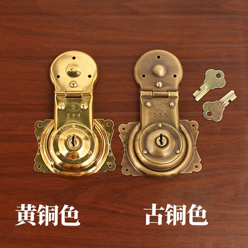 中式复古官皮箱全套黄铜配件y老式樟木箱锁扣纯铜箱扣圆包角合页