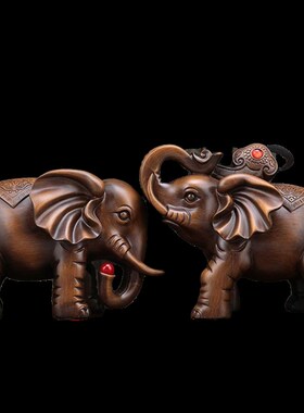 大象摆件一对吸财聚财客厅风水玄关电视酒柜家居装V饰乔迁开业礼