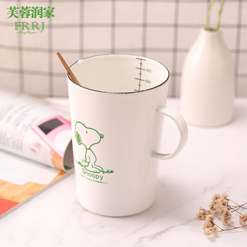 珐琅搪瓷杯 冲泡牛奶杯 咖啡杯 有漏嘴烘培料理杯 带刻.度量杯包