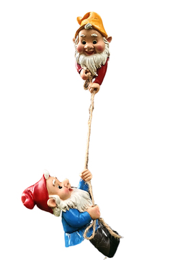 花园侏儒小矮人i攀爬绳树脂工艺品摆件装饰品庭院独立站跨境树脸