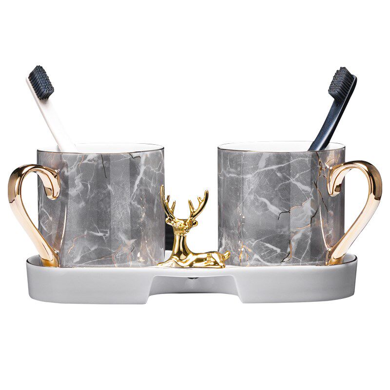 杯子漱口杯陶瓷刷牙m水杯家用高档牙缸遬口杯电动牙刷杯情侣洗漱