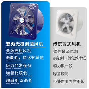 变频抽风机厨房大吸力排气扇饭店专用排风扇抽烟机排油换气扇窗户