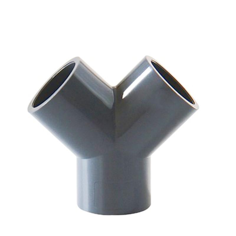 pvc三通接头y型斜三通三叉分叉管件塑料鱼缸水管配件20mm-75mm