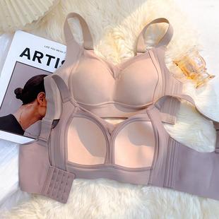 粉底液隐形全罩杯无痕大胸显小内衣女提拉防垂调整型收副乳薄文胸