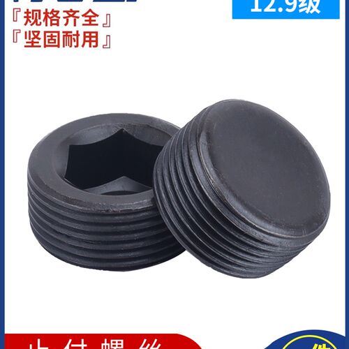 12.9级内六角堵头螺丝止付油塞喉塞紧定螺钉M10M12M14M16M18-M33