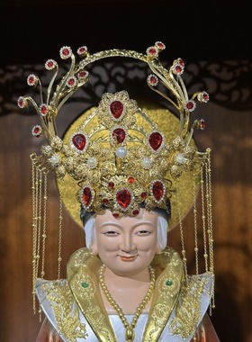 黑老太太泰山妈妈王母娘娘神像凤冠九尾狐观音娘娘头饰帽子头冠