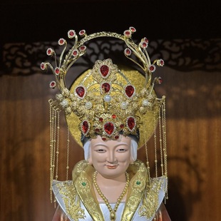 黑老太太泰山妈妈王母娘娘神像凤冠九尾狐观音娘娘头饰帽子头冠