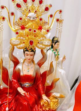 九尾狐娘娘凤冠头饰泰山奶奶王母娘娘观音摆件帽子观世音九天神像