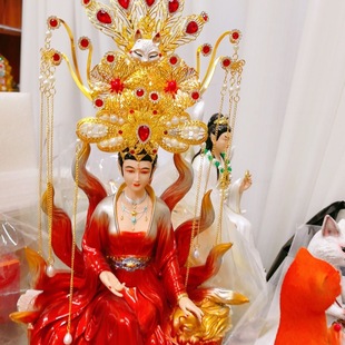 九尾狐娘娘凤冠头饰泰山奶奶王母娘娘观音摆件帽子观世音九天神像