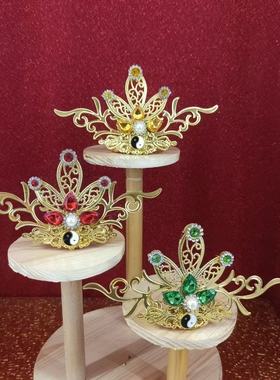 三清祖师三元同合太上老君道家神像九尾狐神仙精美金色鎏金道头冠