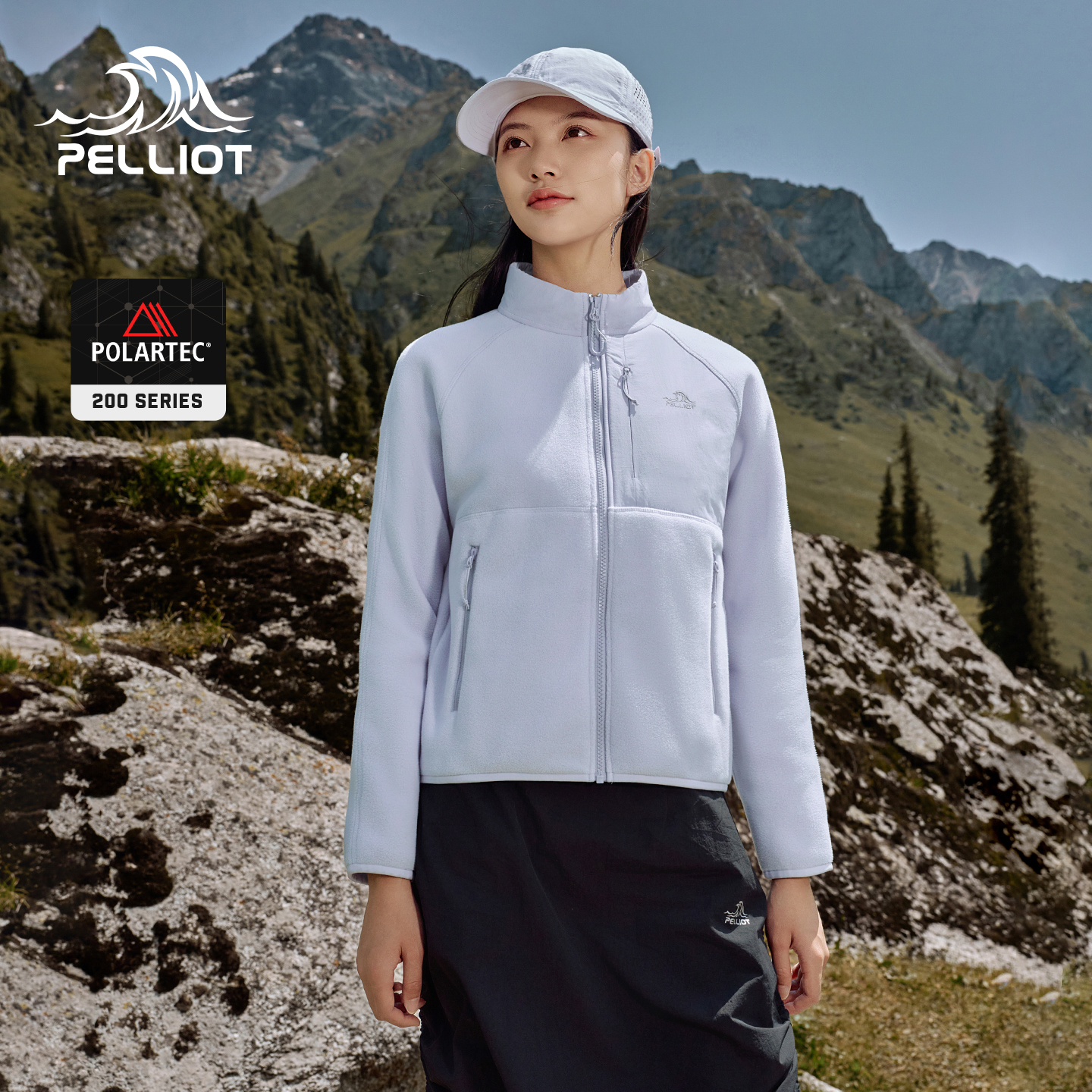 伯希和户外抓绒衣女Polartec200轻暖立领运动服时尚短款休闲外套