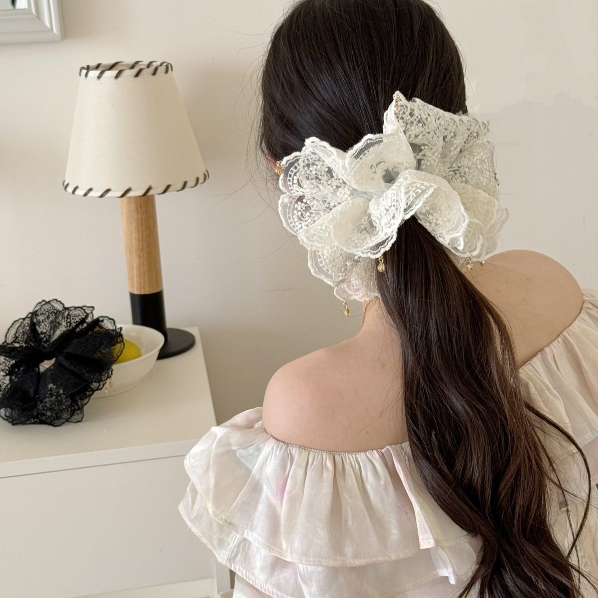 水钻吊坠芭蕾风蕾丝大肠发圈法式复古气质甜美丸子头发绳头绳发饰,饰品/流行首饰/时尚饰品新,发饰,淘宝优惠券,粉丝福利购,淘宝优惠卷