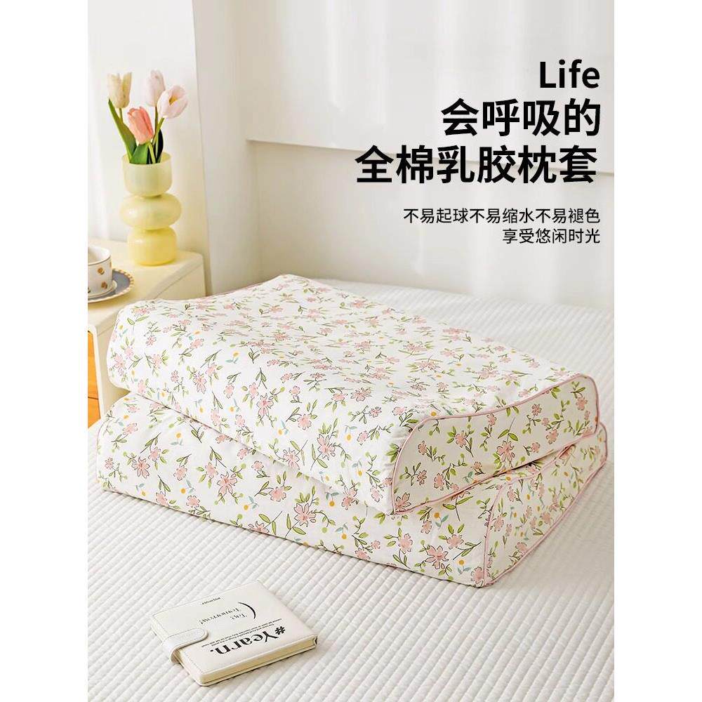 乳胶枕头套全棉纯棉一对装家用记忆枕套40x60橡胶枕专用儿童枕套1