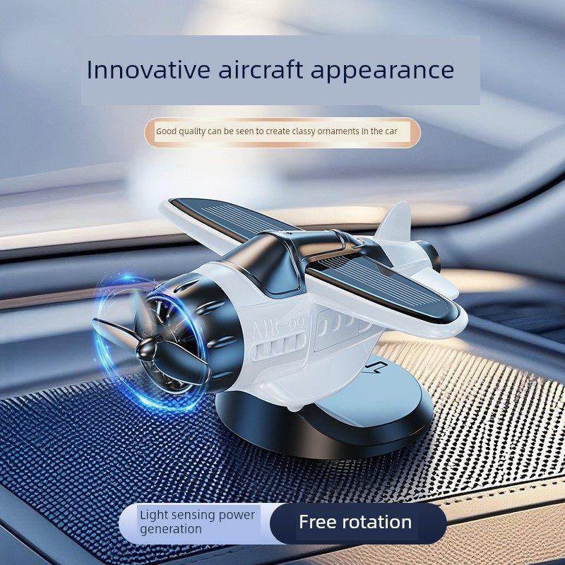 太阳能车载转动飞机摆件汽车创意车内中控台高级感装饰太阳能摇晃