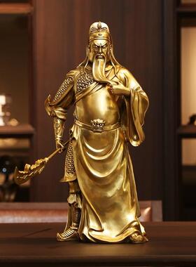铜关公关二爷摆件全黄铜武财神家用铜关羽武圣关公像商铺开业礼品