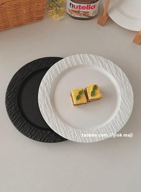 ok maji陶瓷盘子ins风黑白餐具高级感轻奢早餐蛋糕碟子西餐牛排盘