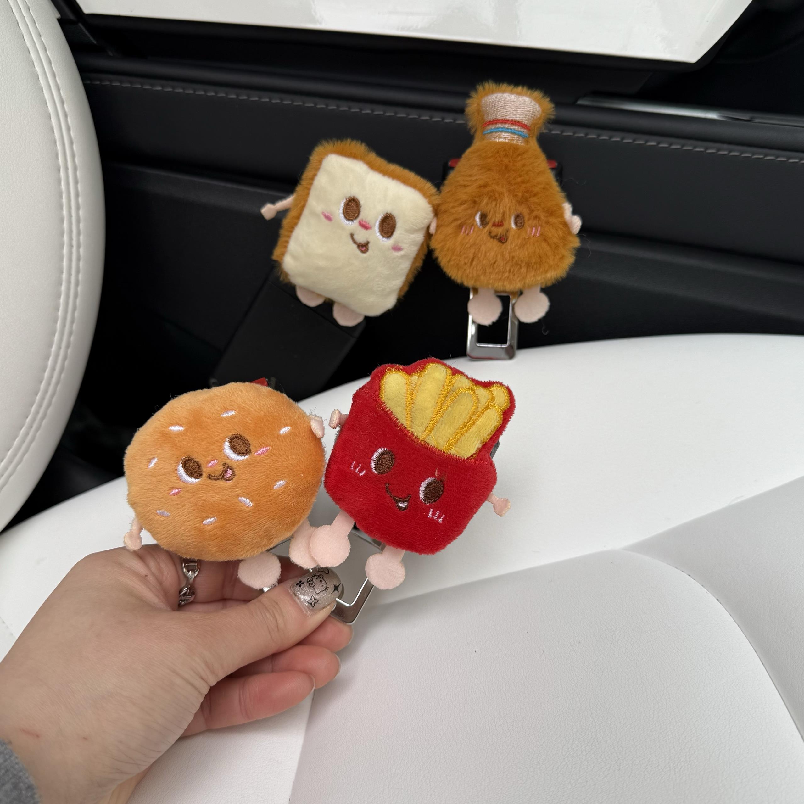 通用汉堡鸡腿薯条汽车安全插带限位器可爱卡扣延长固定器装饰插片