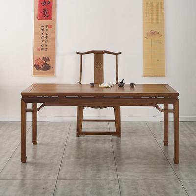 兢韵社明式书桌马蹄画案黑胡桃木中式干泡茶台茶桌实木书房写字桌
