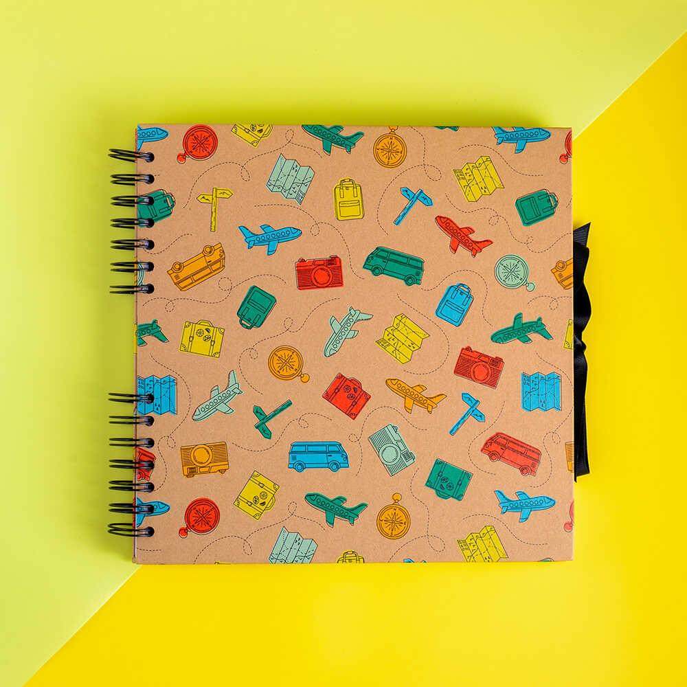 创意旅行剪贴簿180克超厚线圈本涂鸦画画日记事本硬面方形手账本