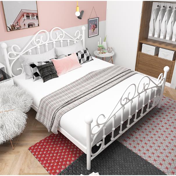 现代简约铁艺床1.5米双人1.8儿童铁床流行公主铁架北欧单人1.2m