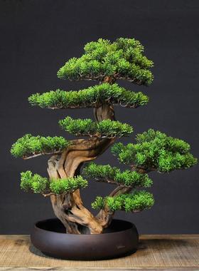 新中式仿真绿植迎客松盆景栽客厅电视柜玄关装饰品酒店办公室摆件